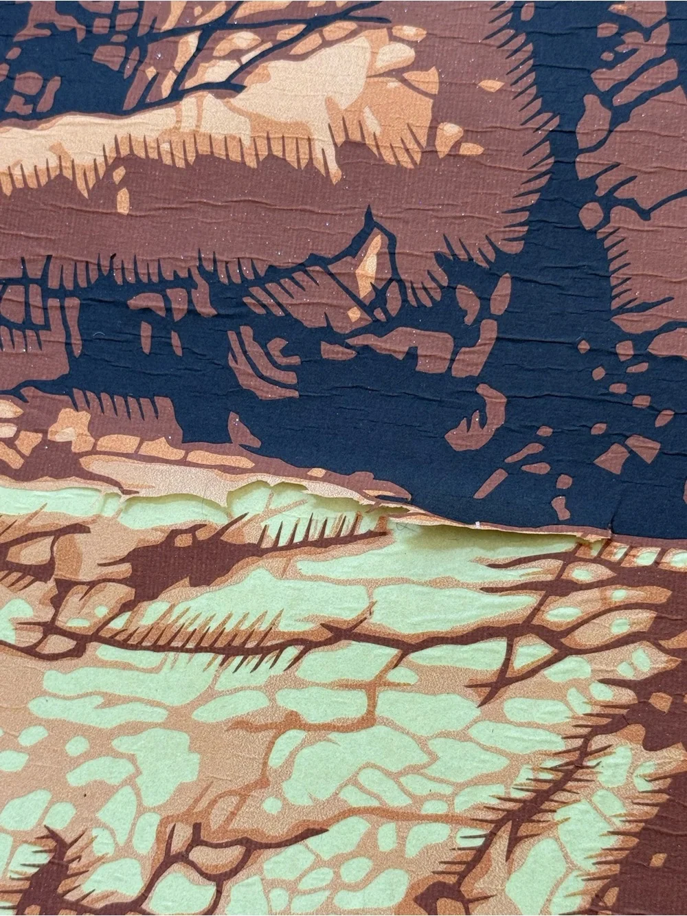 Yungang Grottoes Buddha Laser-Cut Papercut Art Scroll – 6 Foot, Silk Brocade